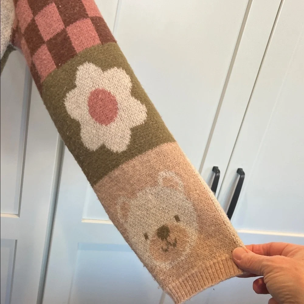 Debut Patchwork Sweater - Pink, Brown, Green Size M - Picture 3 of 7